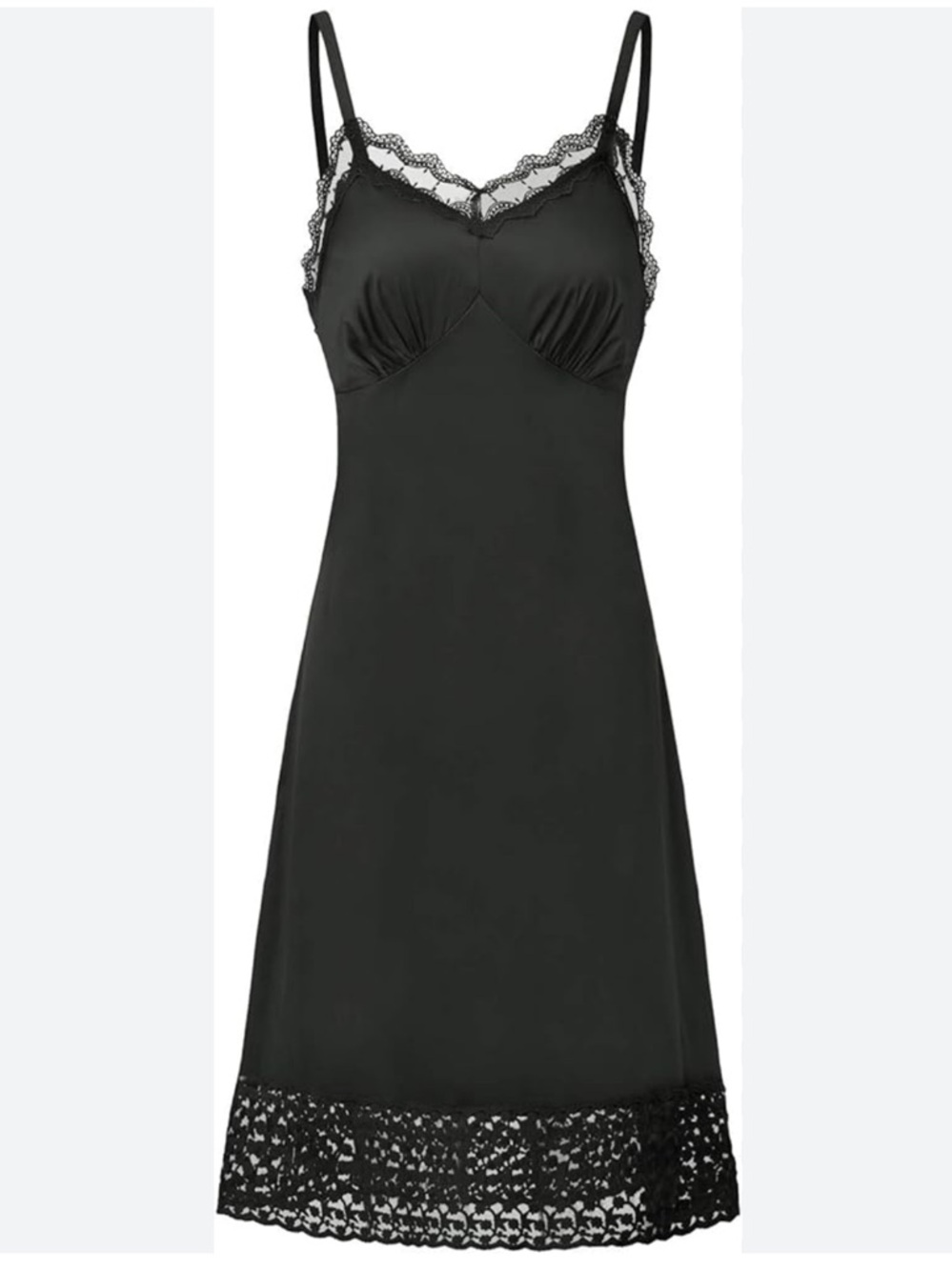 Belle poque vintage inspired Black Lace-Trim Slip Dress - Women Intimates